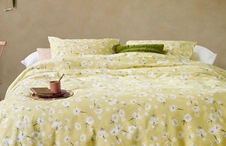 Housse de couette jaune pastel