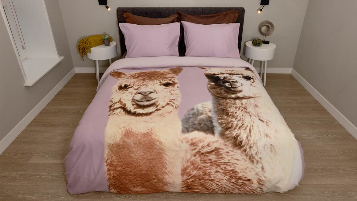 Snoozing Alpagas housse de couette en flanelle