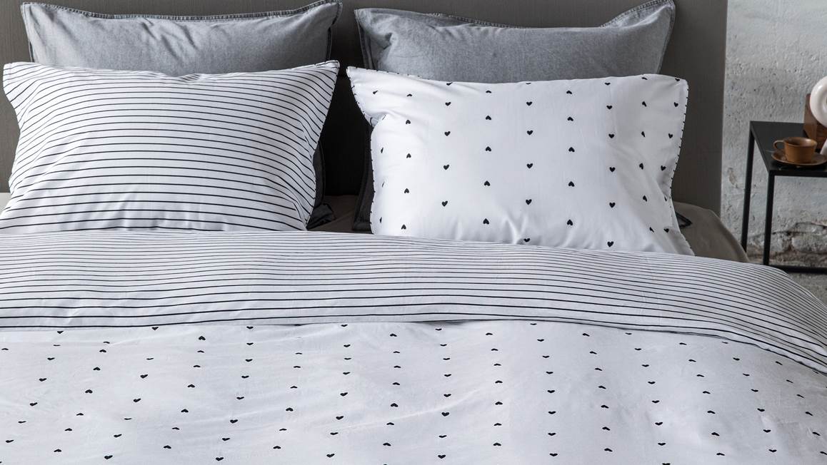 VT Wonen Cœurs et Rayures housse de couette