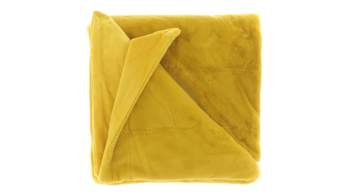 Unique Living Colas plaid polaire jaune bambou