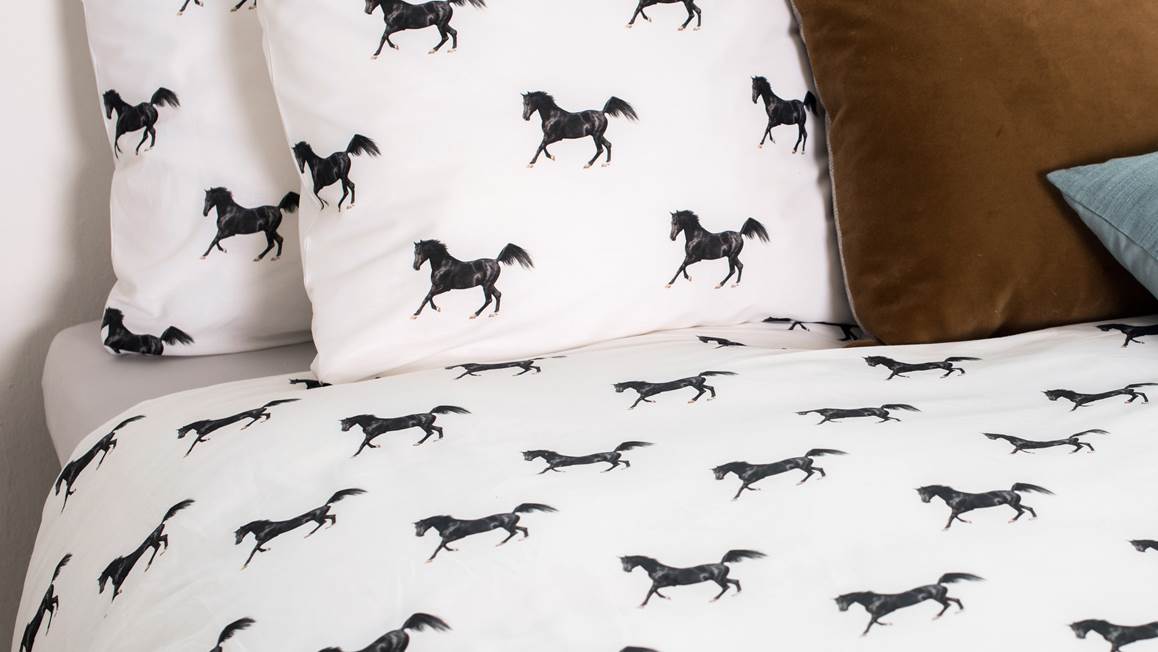 SNURK Chevaux Noirs housse de couette en flanelle