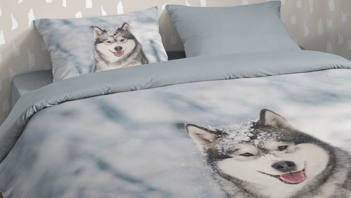 Good Morning Husky housse de couette en flanelle