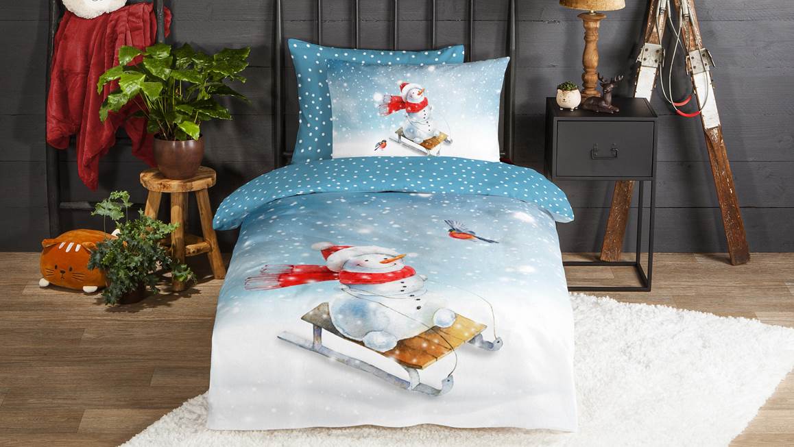 Good Morning Jeux d’Hiver housse de couette en flanelle