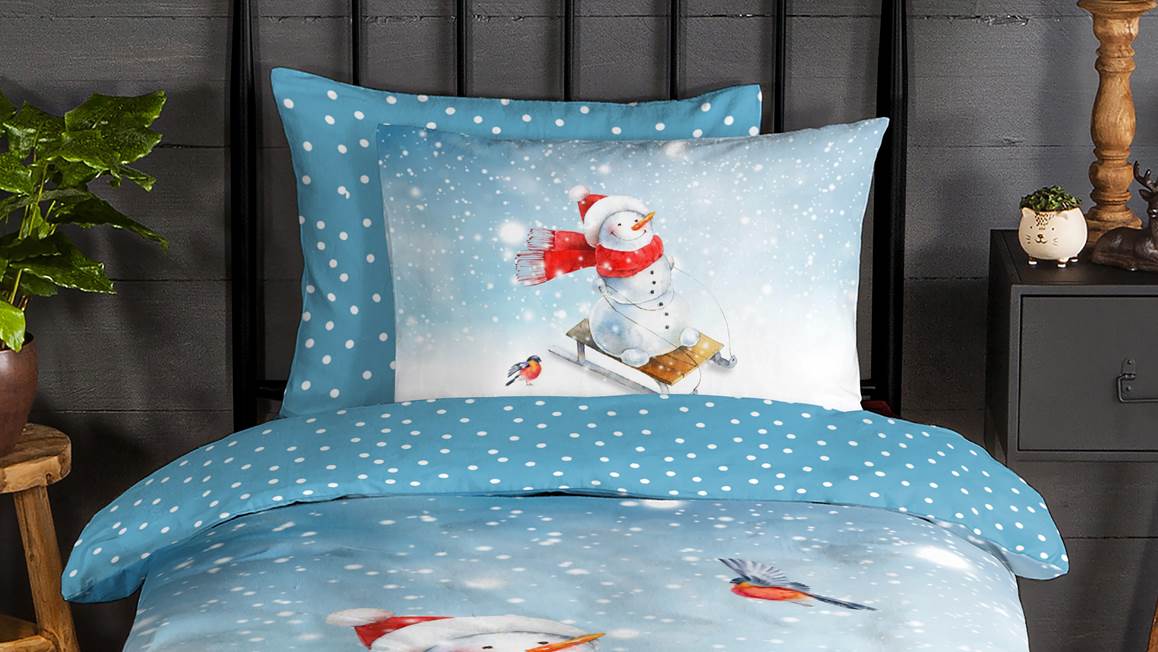 Good Morning Jeux d’Hiver housse de couette en flanelle