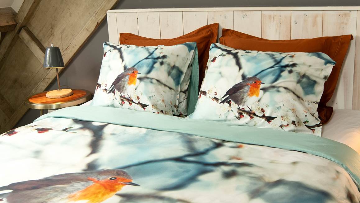 Snoozing Rouge-Gorge housse de couette en flanelle