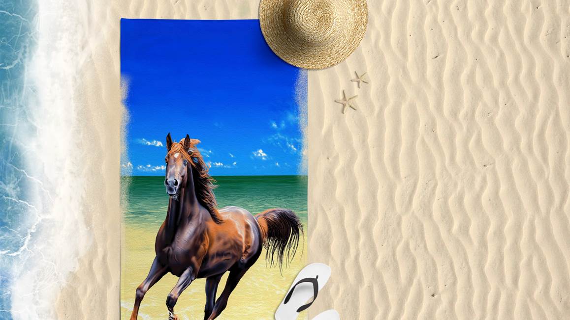 Cheval sur la Plage serviette de plage