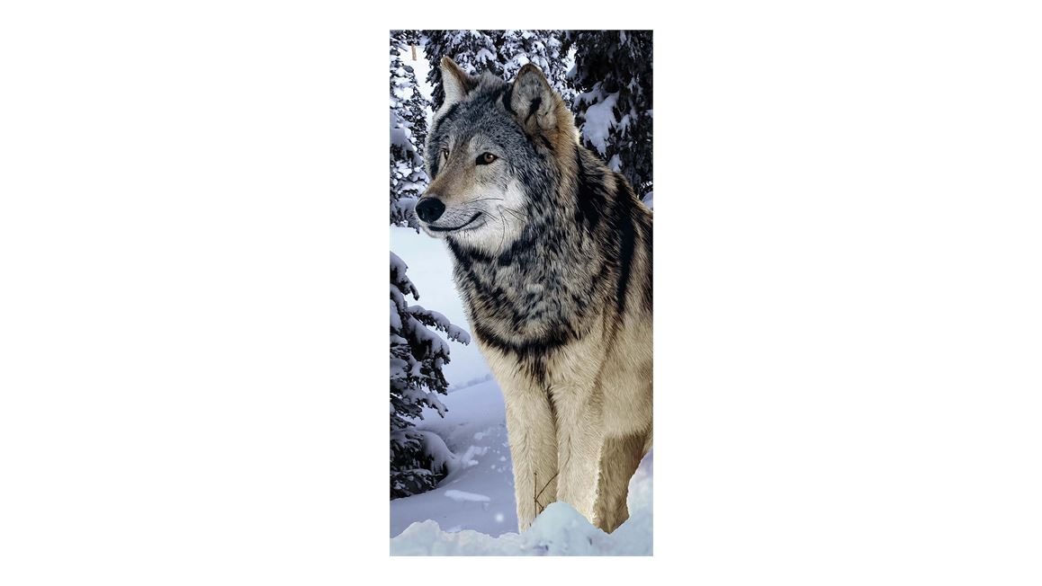 100/% coton 75 x 150 cm Serviette de plage Loup gris