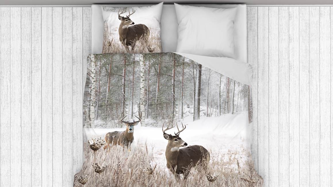 Snoozing Cerf en Hiver housse de couette