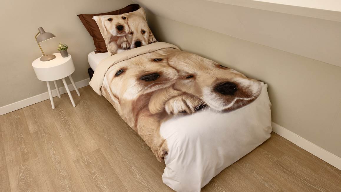 Snoozing Puppy Love housse de couette en flanelle