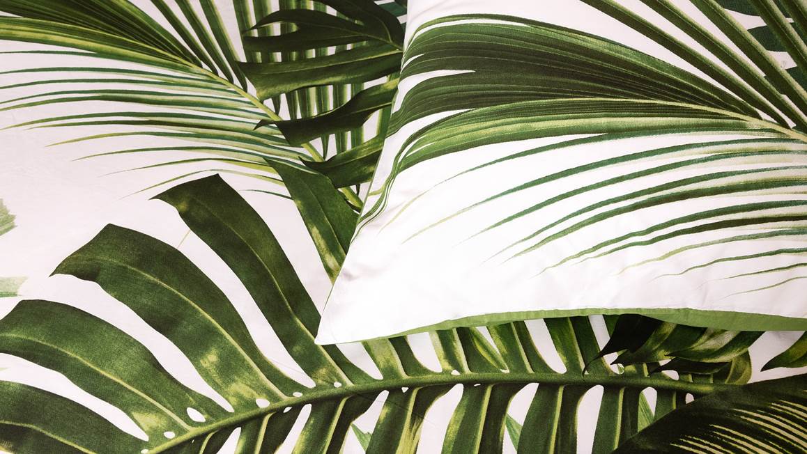 Snoozing Palm Leaves housse de couette en flanelle