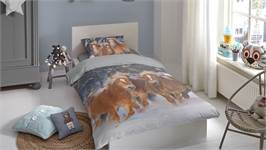 Good Morning Chevaux en Hiver housse de couette en flanelle