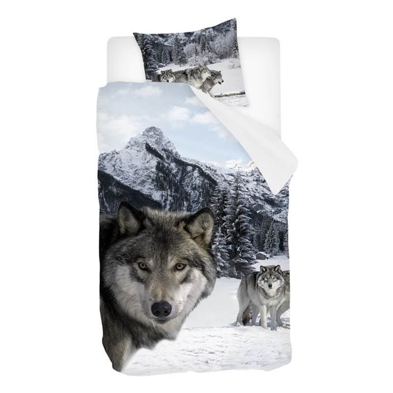 Snoozing Wolf housse de couette en flanelle