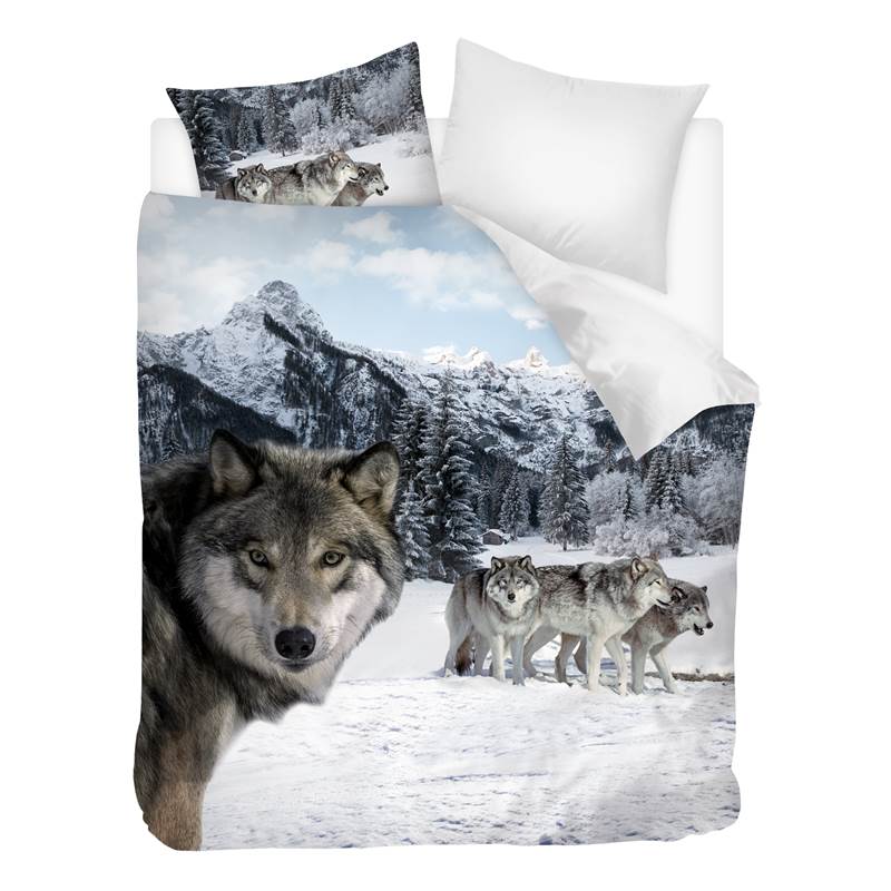 Snoozing Wolf housse de couette en flanelle