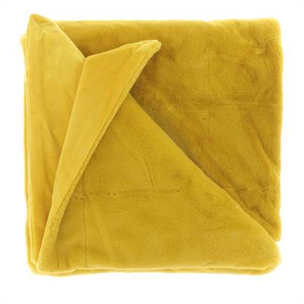 Unique Living Colas plaid polaire jaune bambou